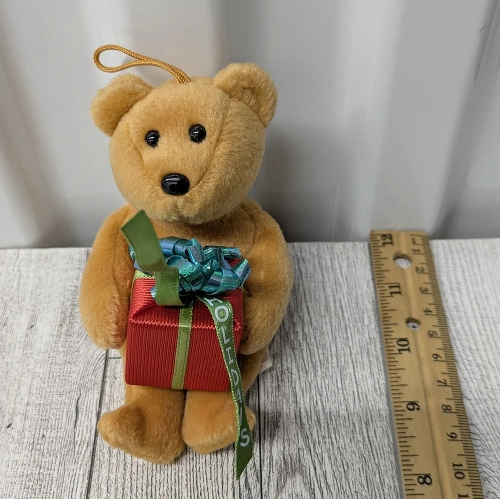 Ty Gifts Tan Bear with Red and Green Gift